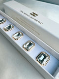 Emma – White Crystal Rectangle Button Charm Gold 2-pack
