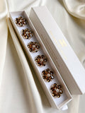ERIKA – BROWN CRYSTAL FLOWER BUTTON CHARM GOLD- 2 pack
