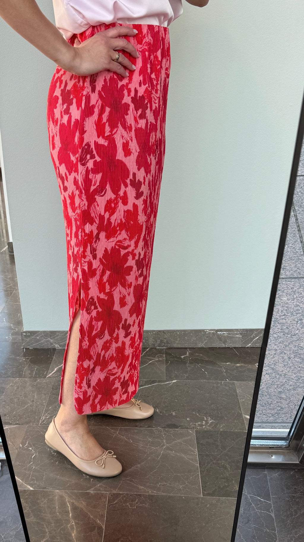 PCFLORA HW ANKLE SKIRT RED