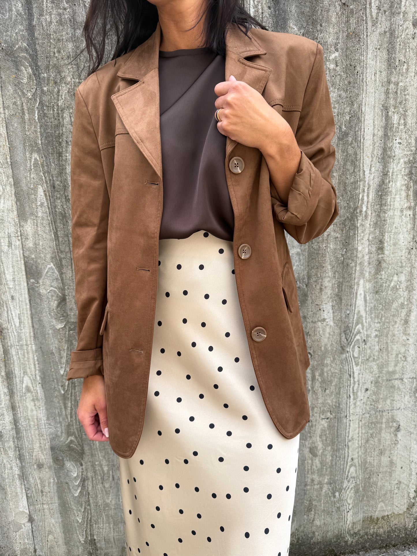VIELLETTE HW MIDI SKIRT CEMENT DOTS