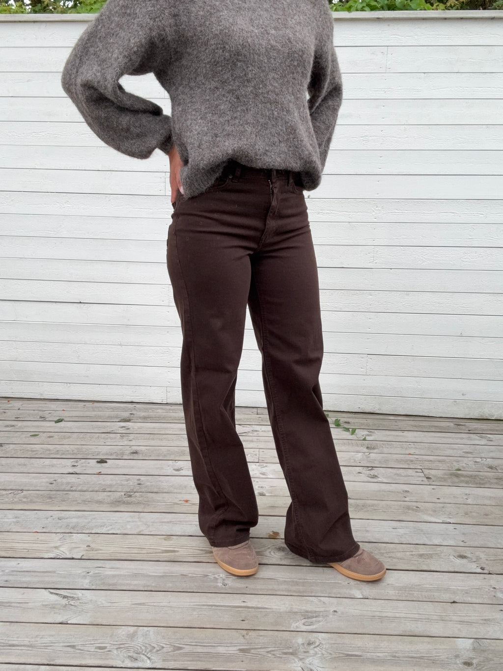 ONLMADISON BLUSH HW WIDE DARK BROWN DENIM
