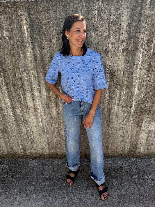 OBJAVA 2/4 LO O-NECK TOP BLUE