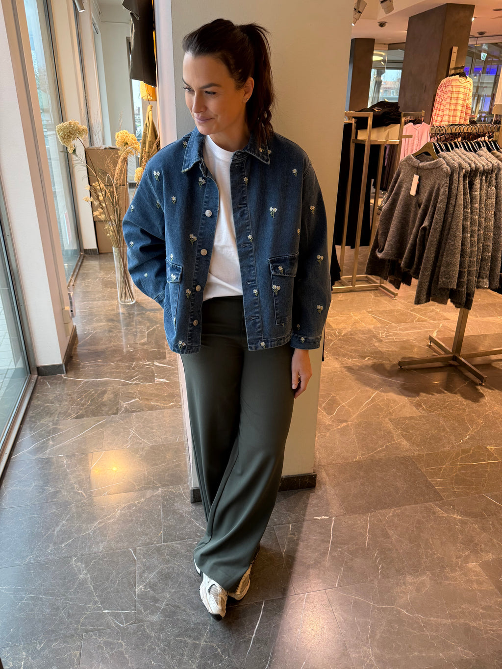 PCFLORA LS DENIM EMB SHIRT