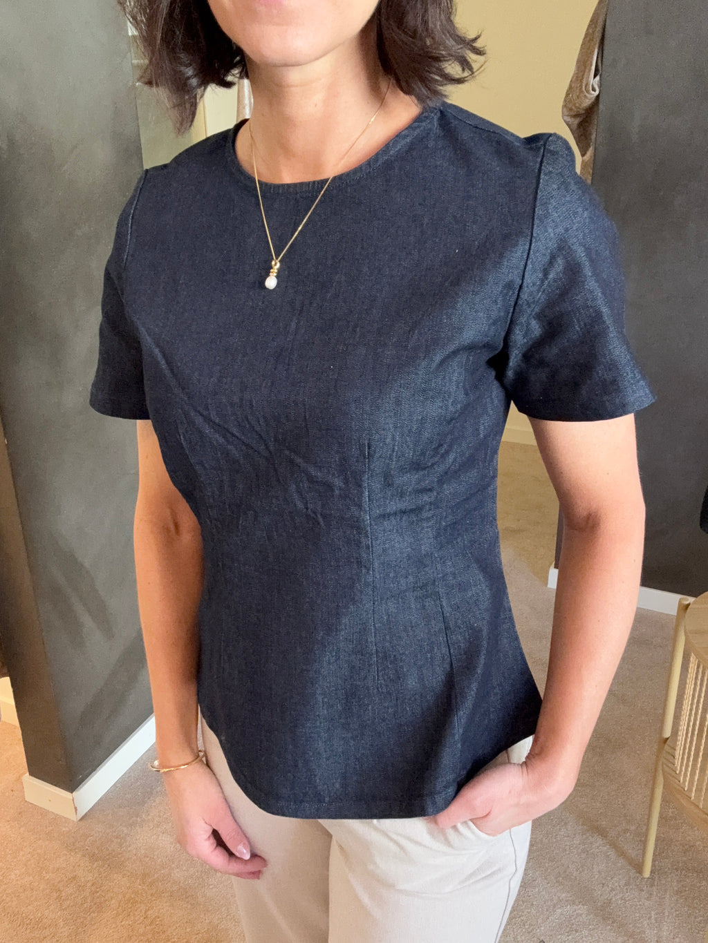 ONLTAMMY S/S FITTED DNM SHIRT