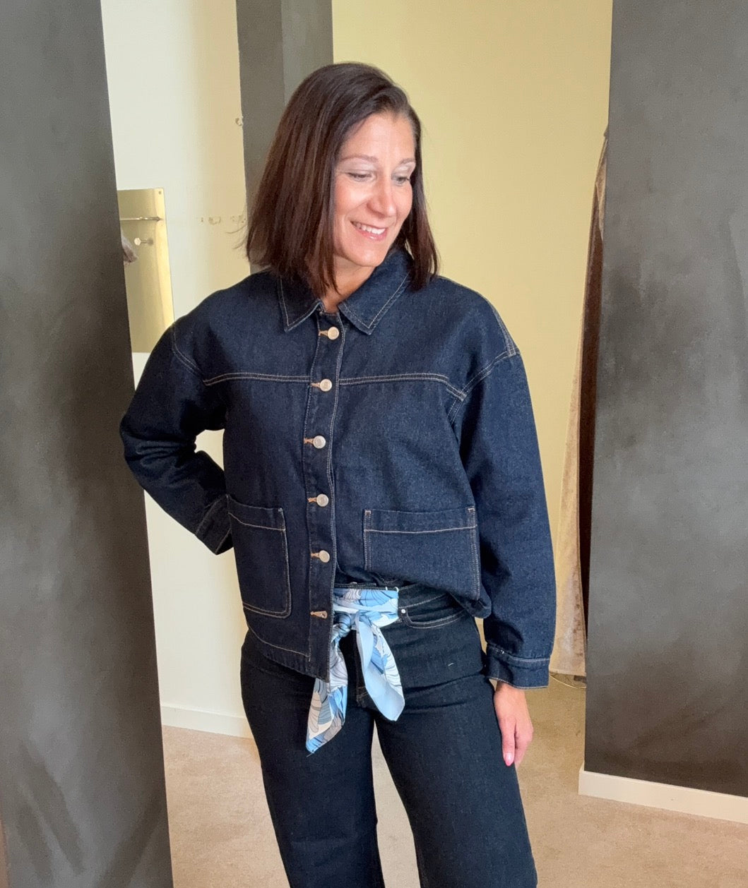 VMJAMIE LS DENIM SHACKET DBD RINSE