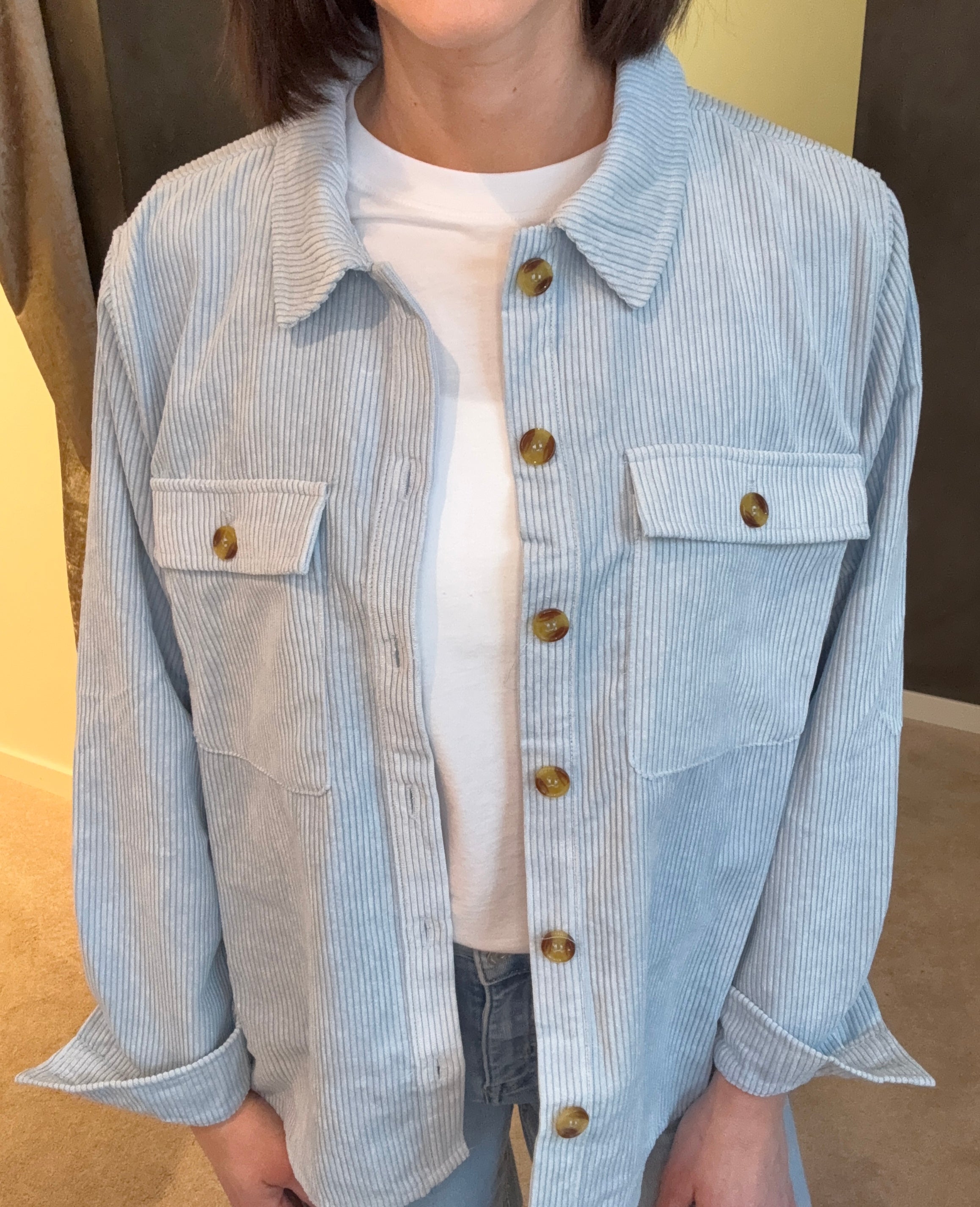 PCEFFI LS CORDUROY SHIRT CASHMERE BLUE