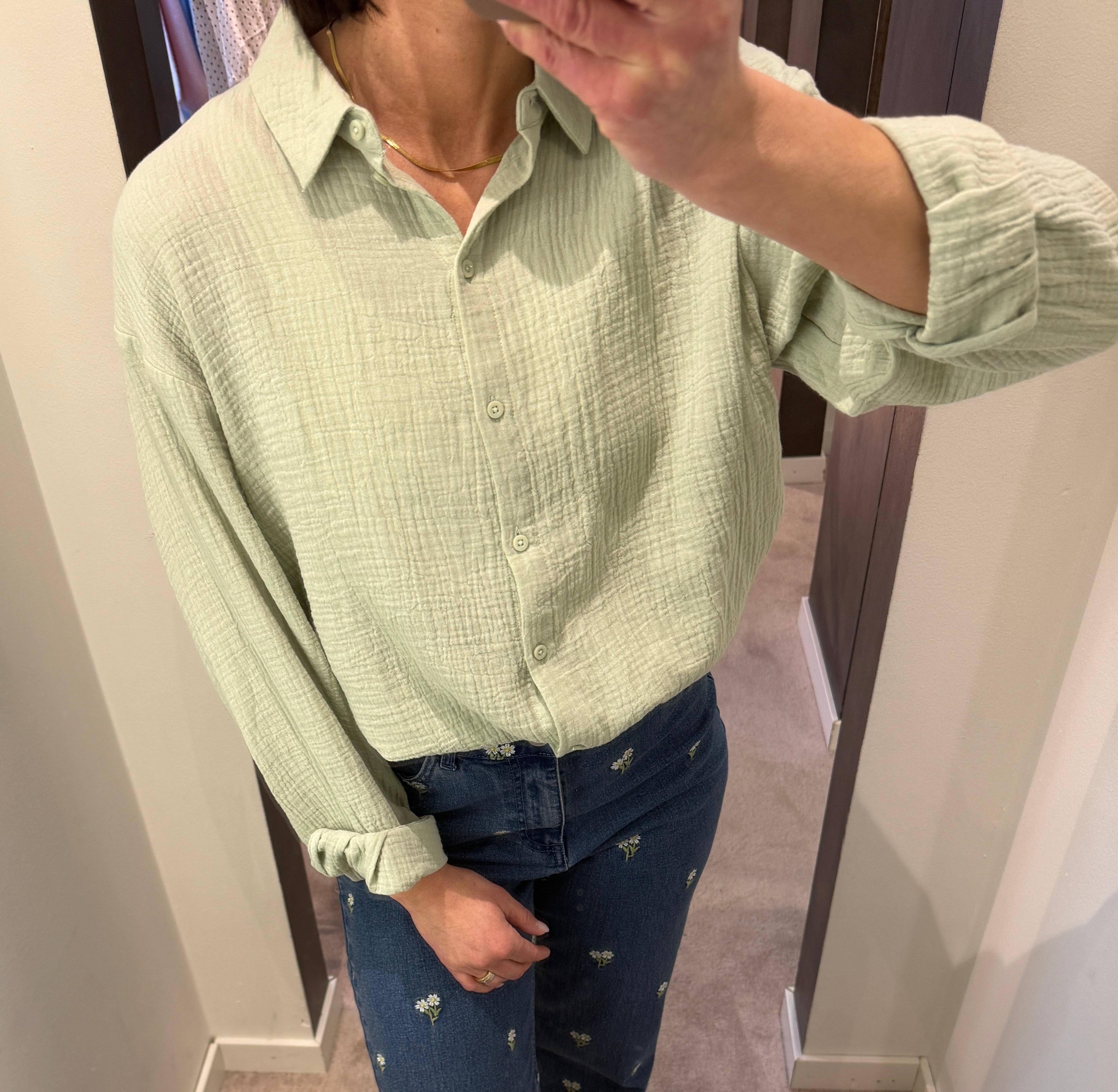 JDYTHEIS LIFE L/S LOOSE SHIRT- MINTGRÖN