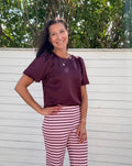 VIELLETTE 2/4 SATIN PUFF TOP PORT ROYAL