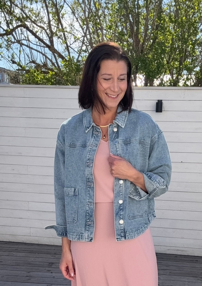 VMJAMIE LS DENIM SHACKET LIGHT BLUE DENIM