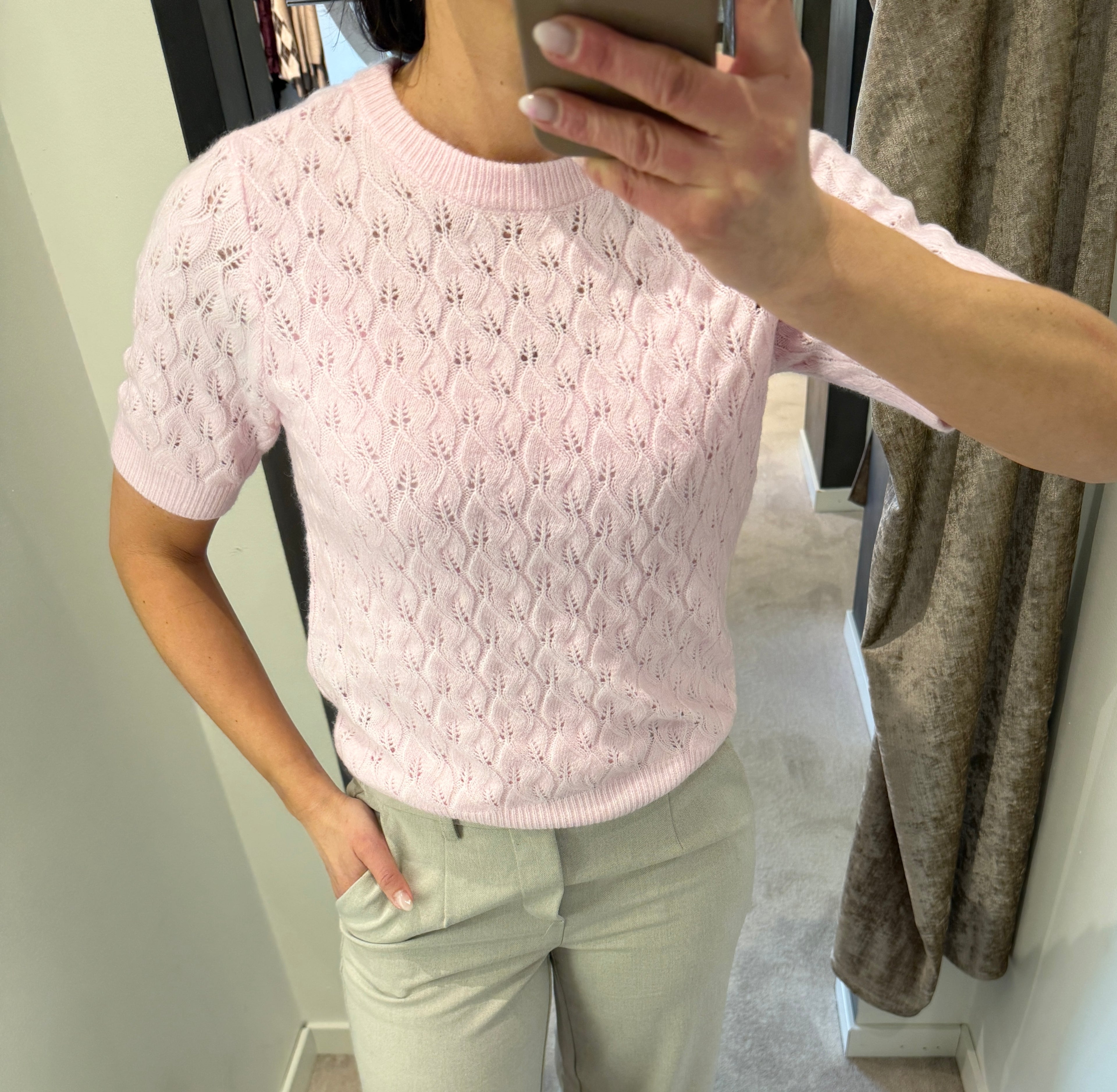 PCLELOU SS O-NECK KNIT - ROSA