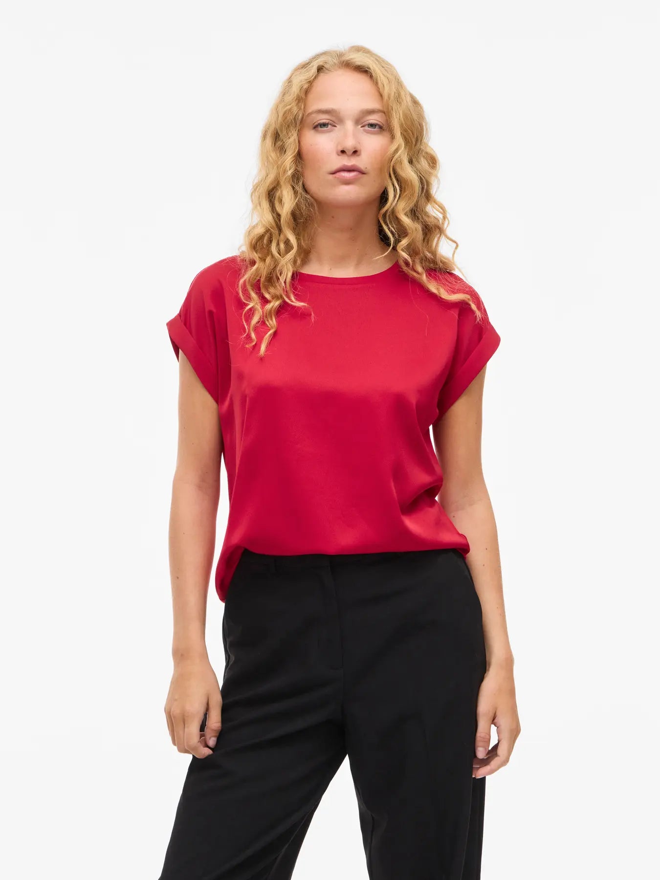 VIELLETTE S/S SATIN TOP JESTER RED