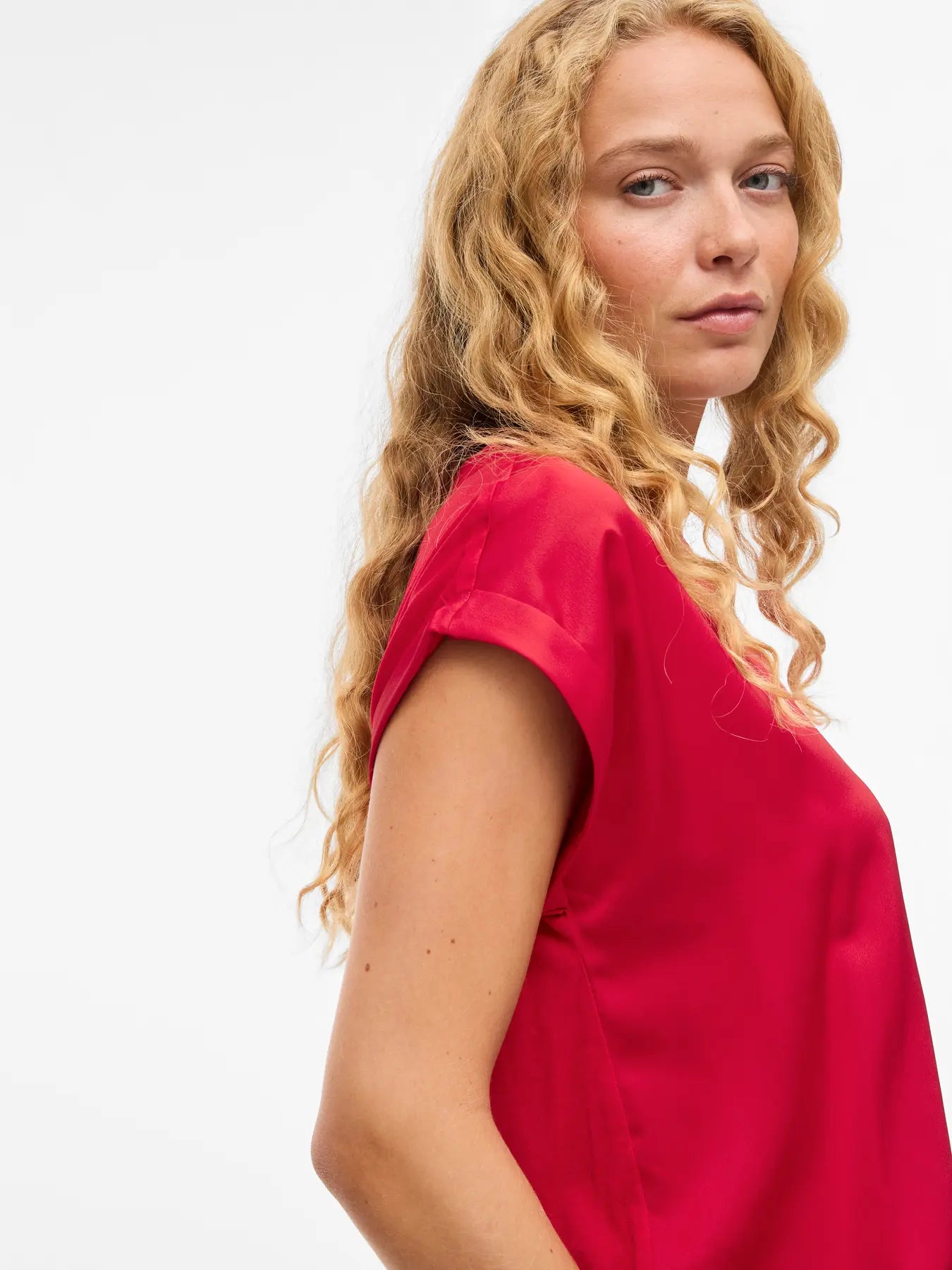 VIELLETTE S/S SATIN TOP JESTER RED