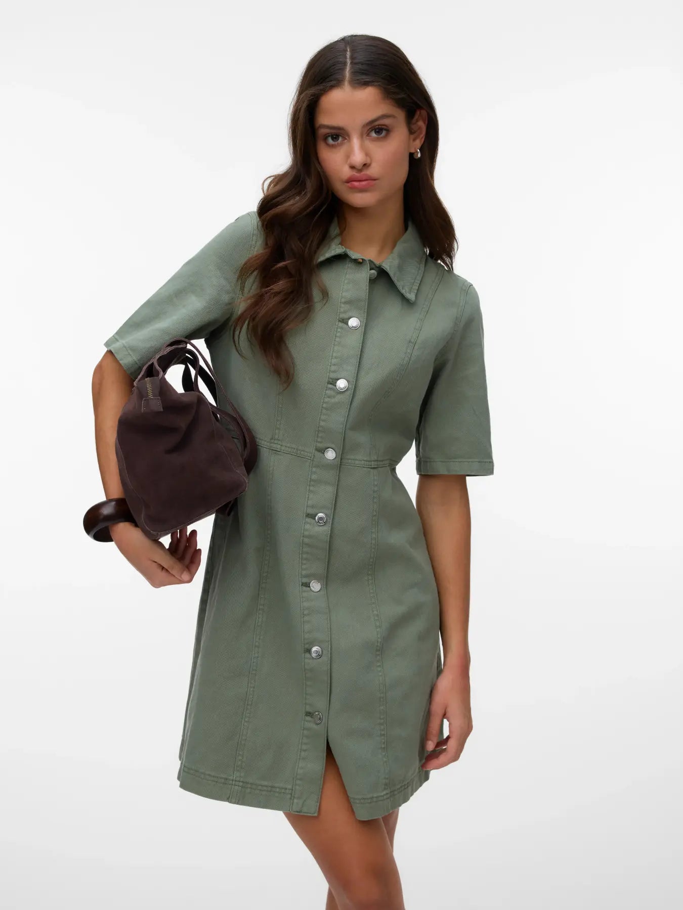 VMDAISY 2/4 SHORT DENIM DRESS LAUREL WREATH