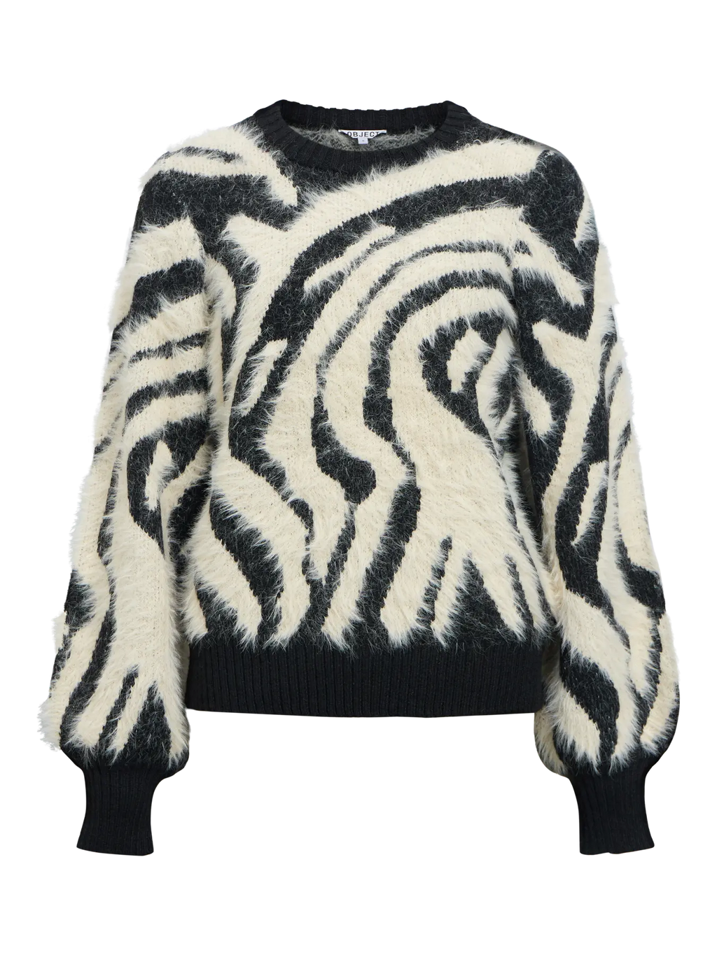 OBJHOLLOW L/S KNIT PULLOVER BLACK ZEBRA
