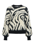 OBJHOLLOW L/S KNIT PULLOVER BLACK ZEBRA