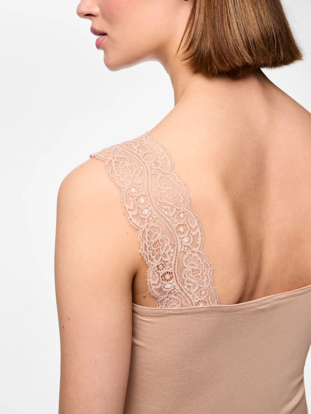 PCBARBERA LACE TOP WARM TAUPE
