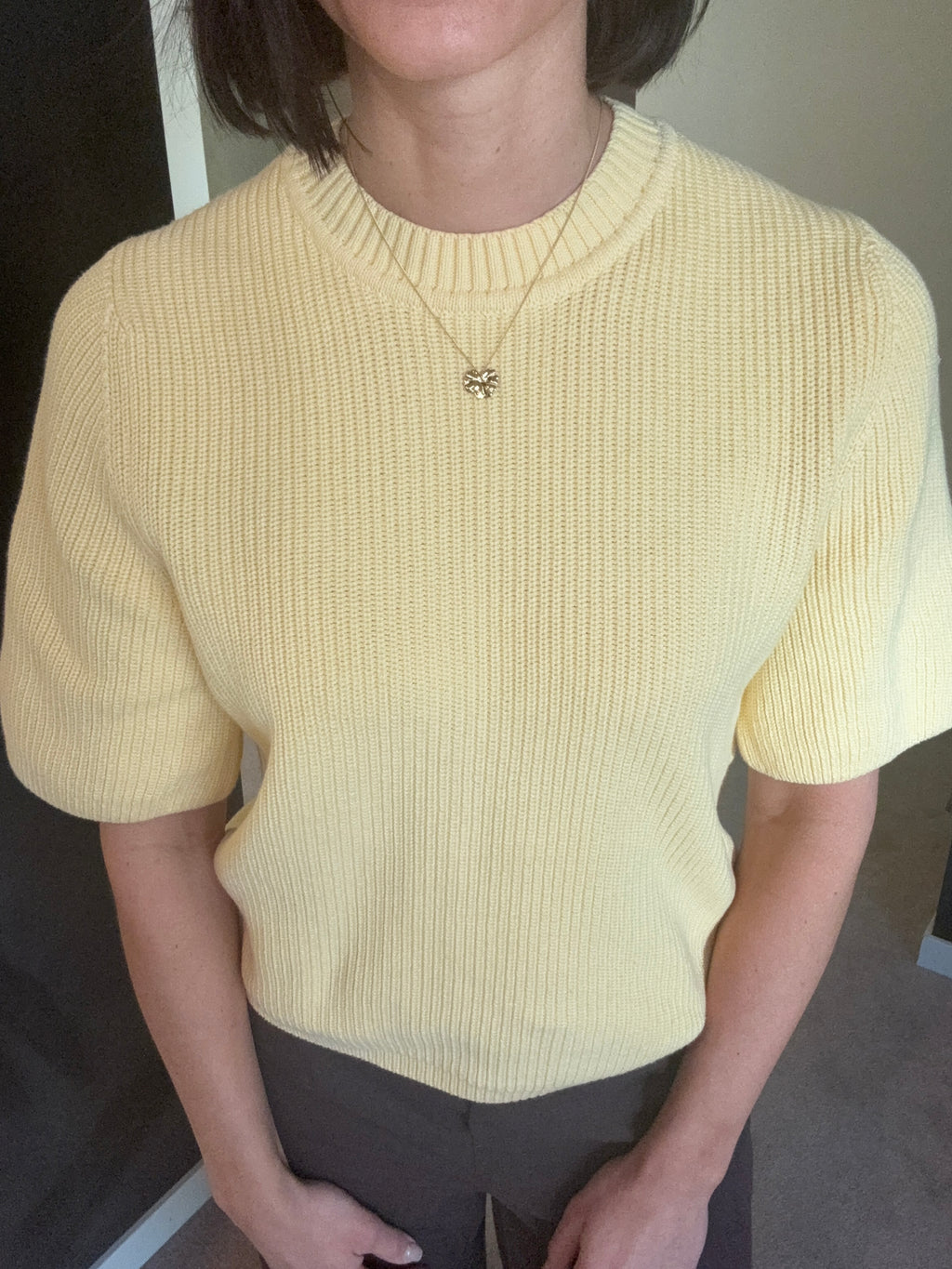 OBJFLO S/S KNIT PULLOVER SUNLIGHT