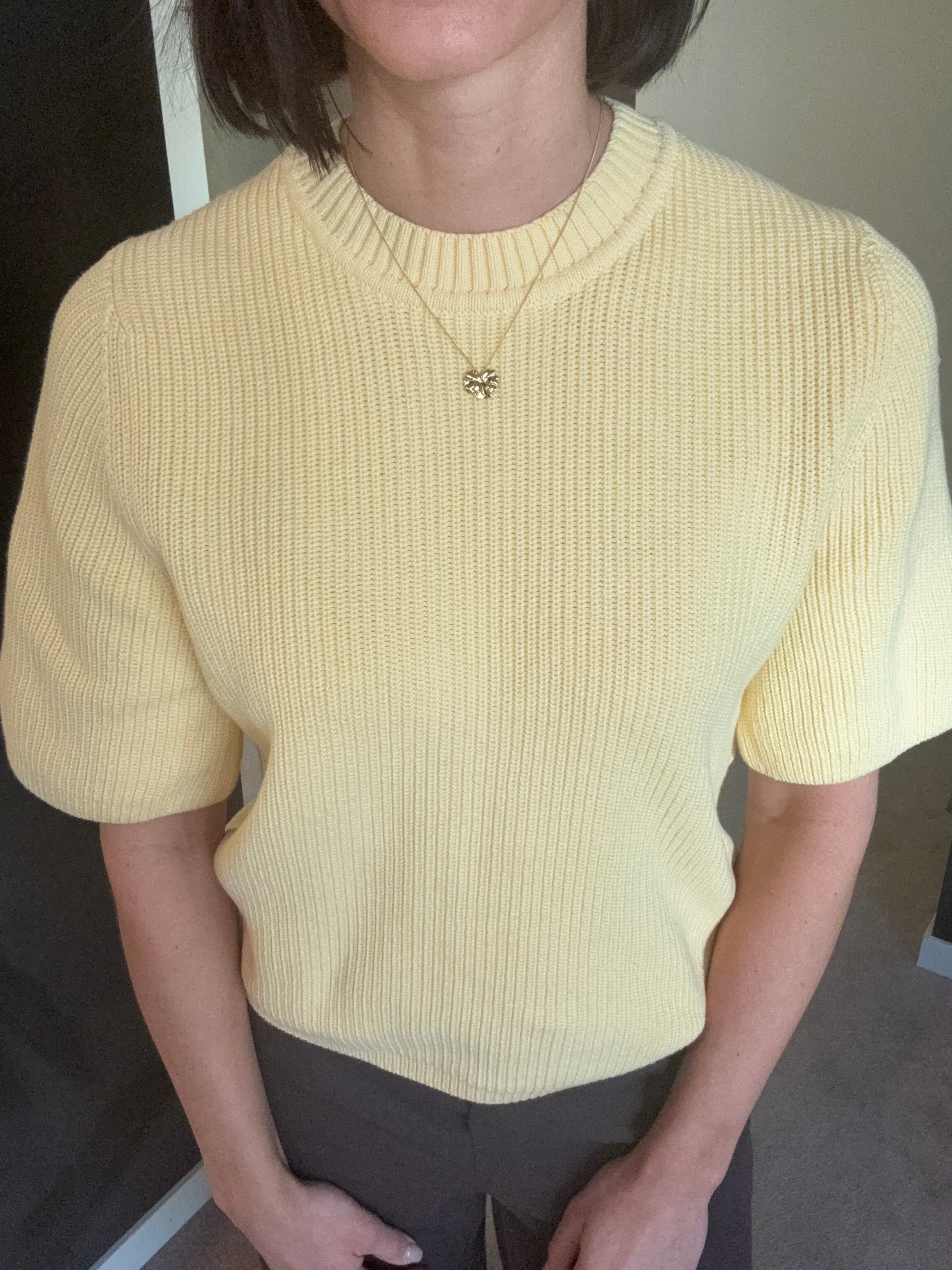 OBJFLO S/S KNIT PULLOVER SUNLIGHT