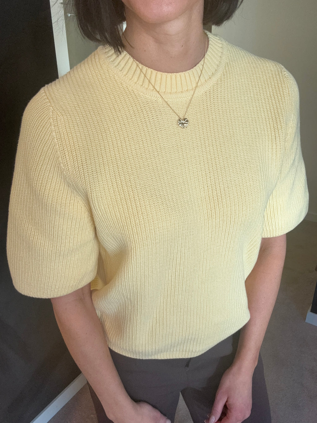 OBJFLO S/S KNIT PULLOVER SUNLIGHT