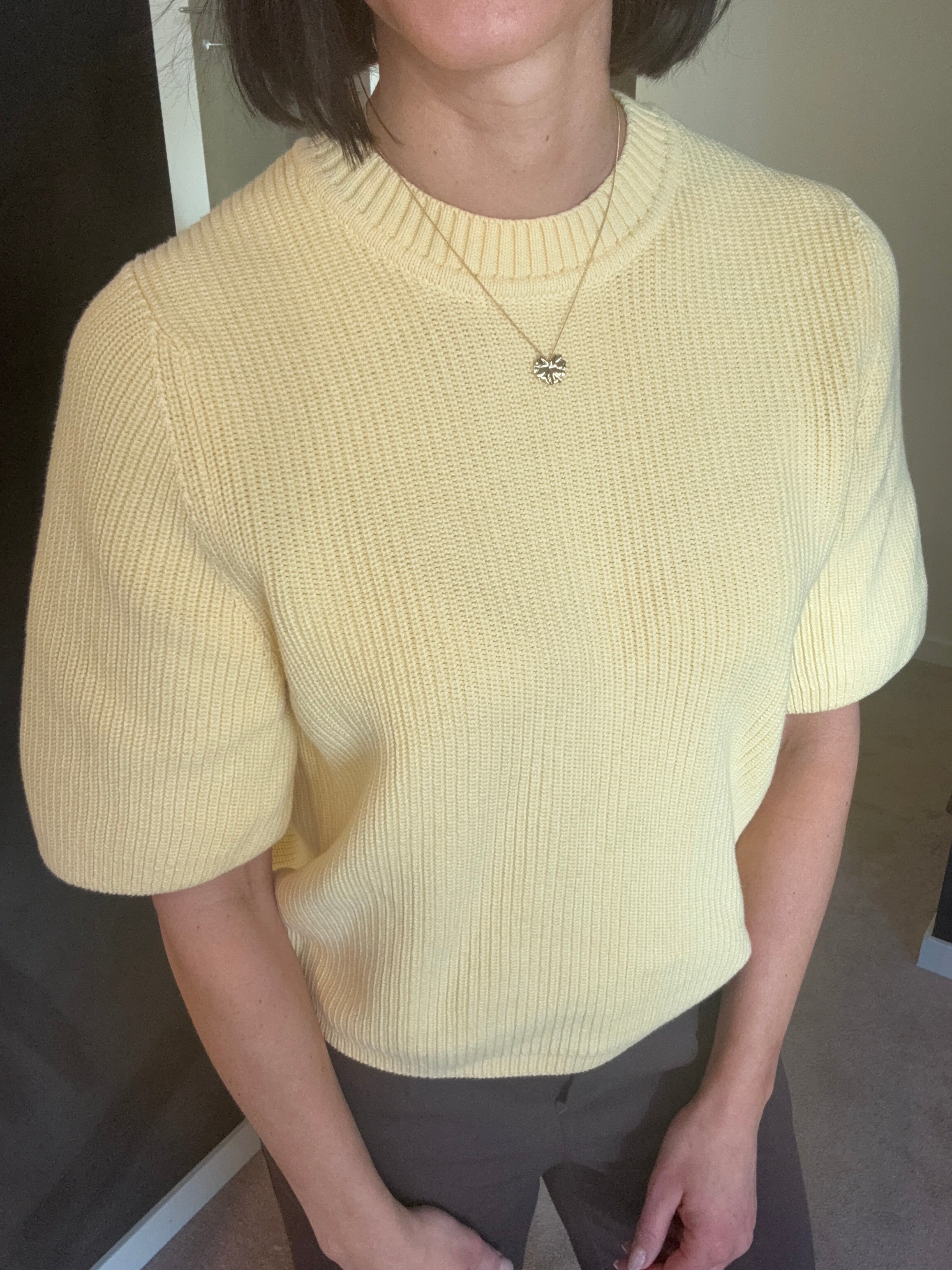 OBJFLO S/S KNIT PULLOVER SUNLIGHT