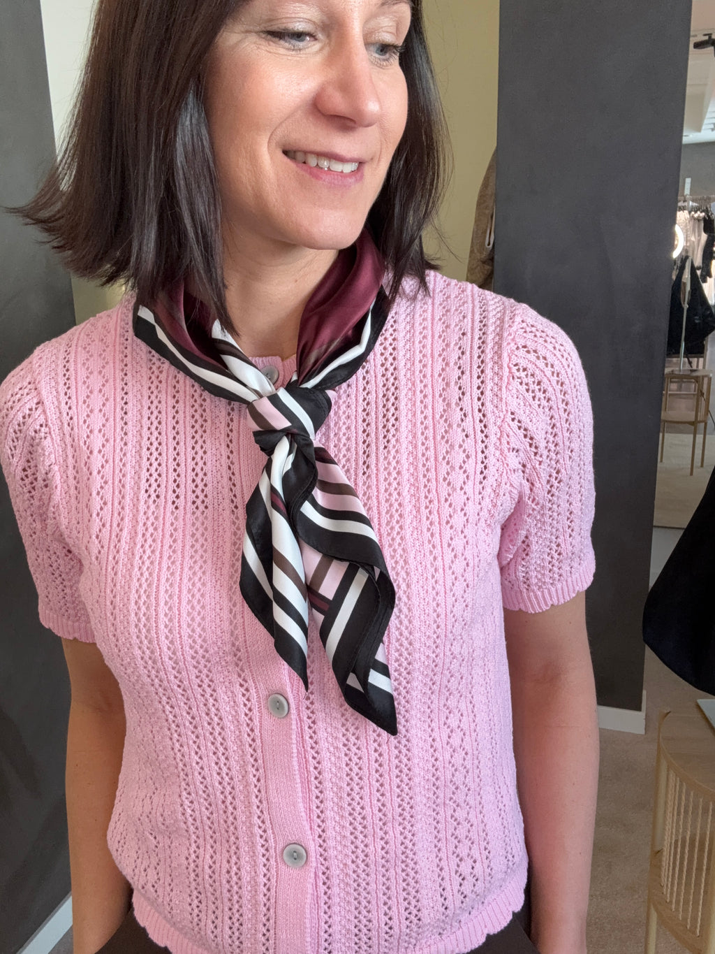 PCNUKA SS O-NECK KNIT CARDIGAN