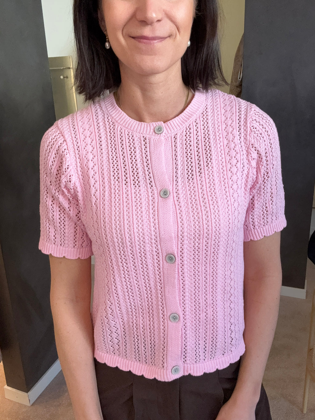 PCNUKA SS O-NECK KNIT CARDIGAN