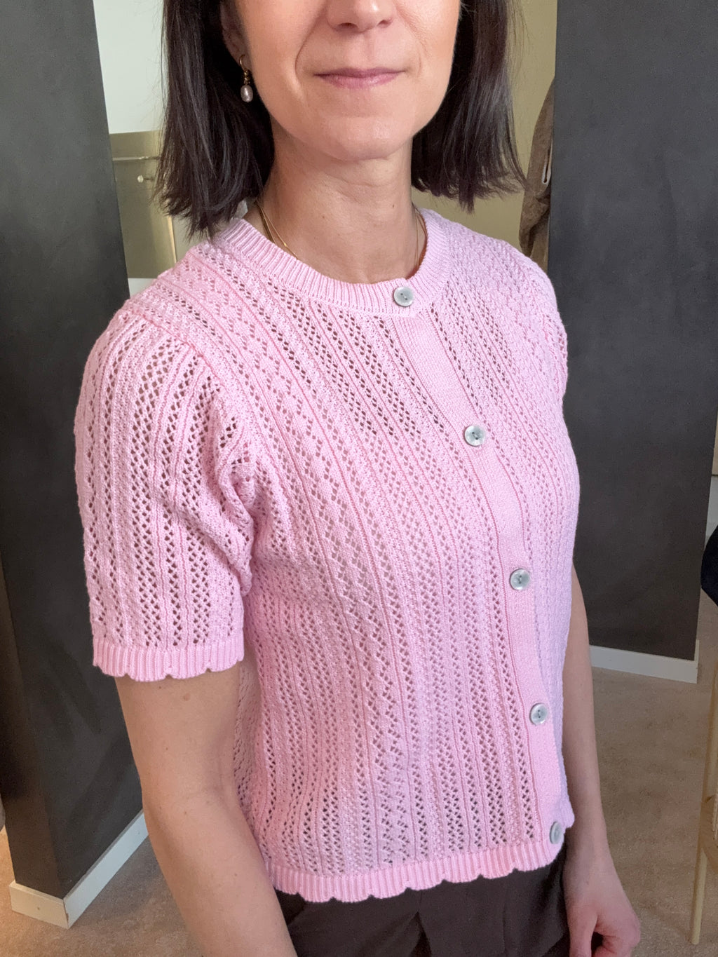 PCNUKA SS O-NECK KNIT CARDIGAN