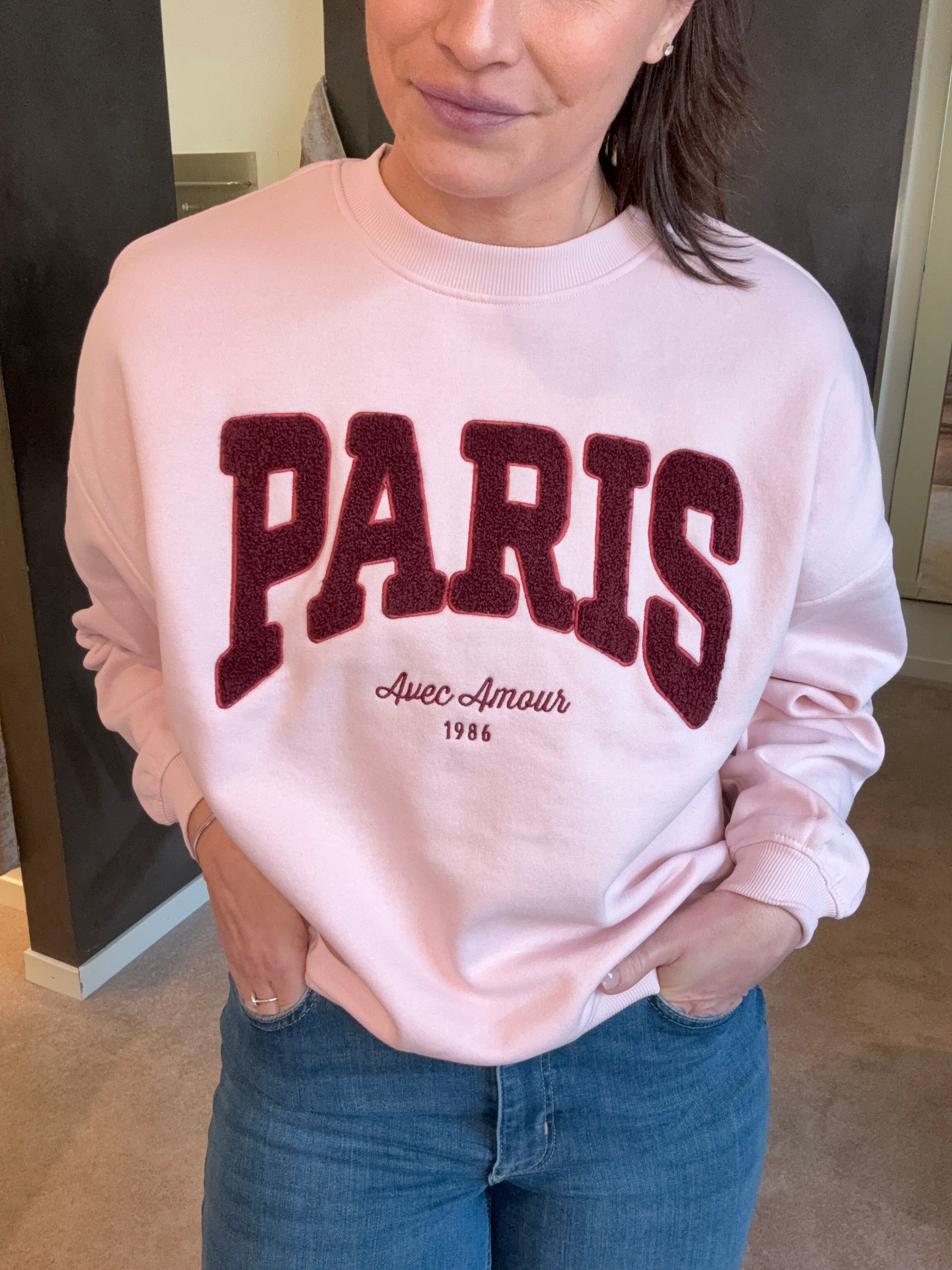 JDYMESA LIFE L/S O-NK EMB SWEAT CHALK PINK