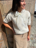 VIITZA O-NECK 2/4 BOW KNIT TOP BEIGE