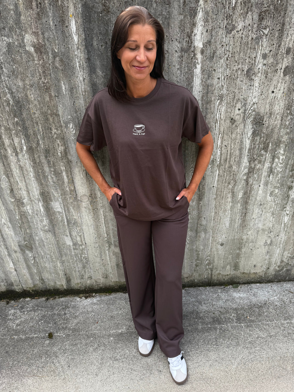 OBJLISA WIDE PANT SEAL BROWN