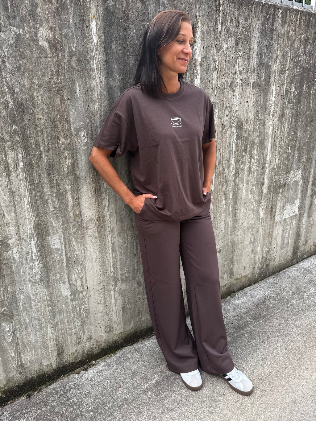 OBJLISA WIDE PANT SEAL BROWN