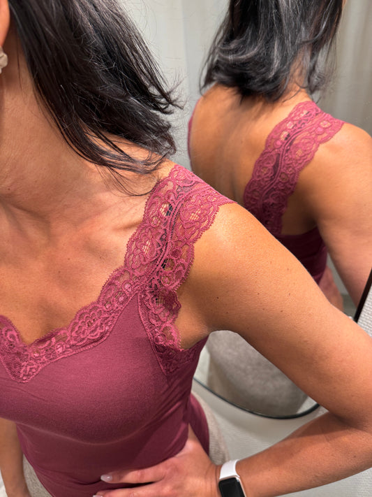 PCBARBERA LACE TOP TAWNY PORT