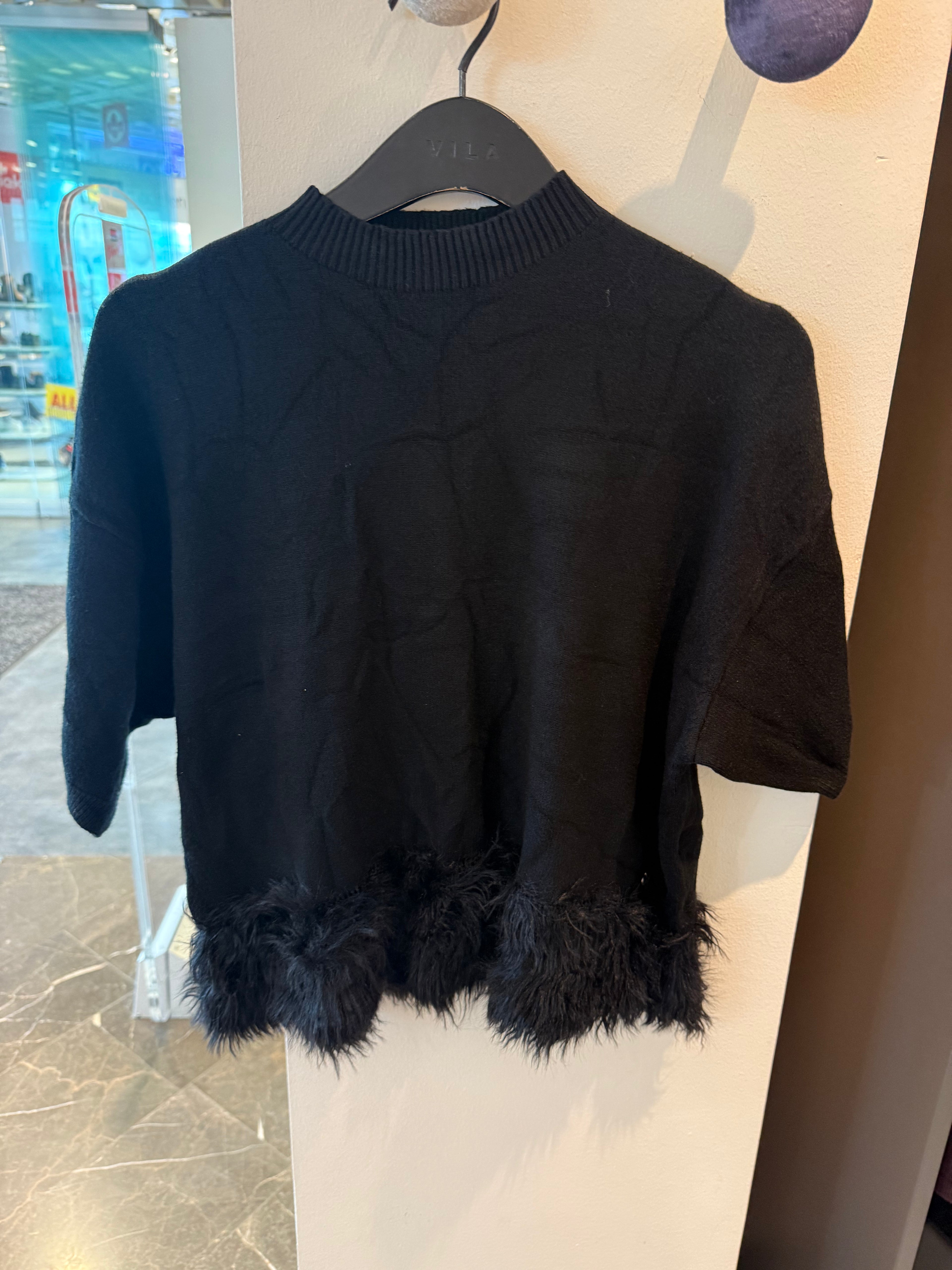 ANITA- Sweater with Feather Effect BLACK 7232
