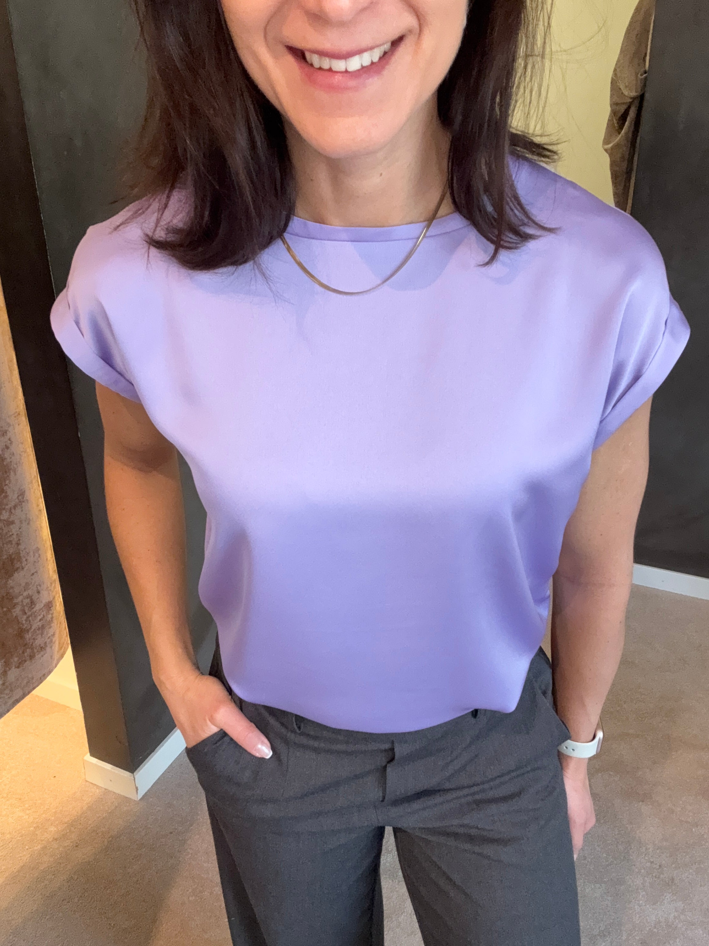 VIELLETTE S/S SATIN TOP VIOLET