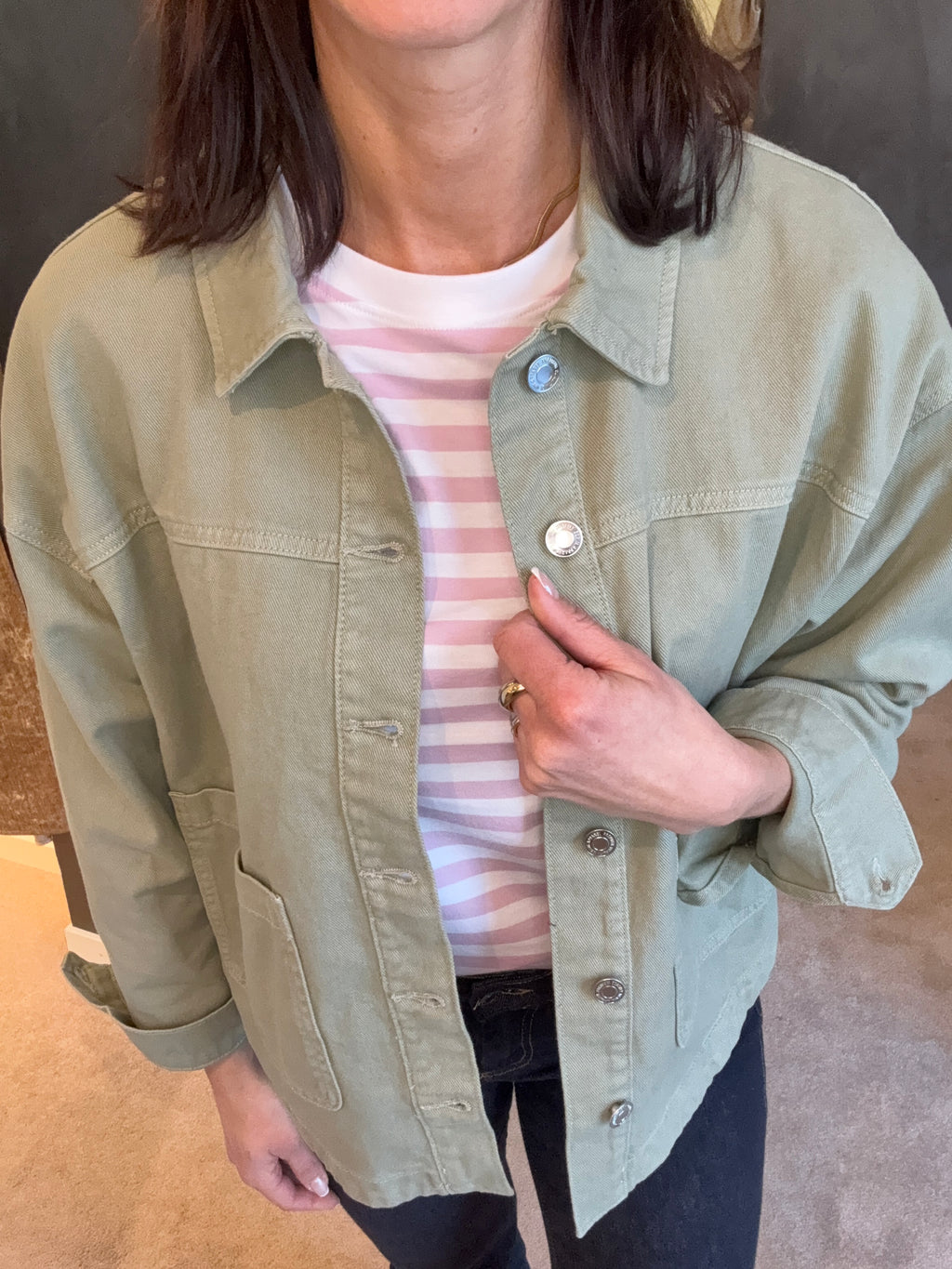 VMJAMIE LS DENIM SHACKET LAUREL WREATH