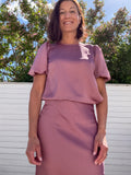 VIELLETTE 2/4 SATIN PUFF TOP NOSTALGIA ROSE