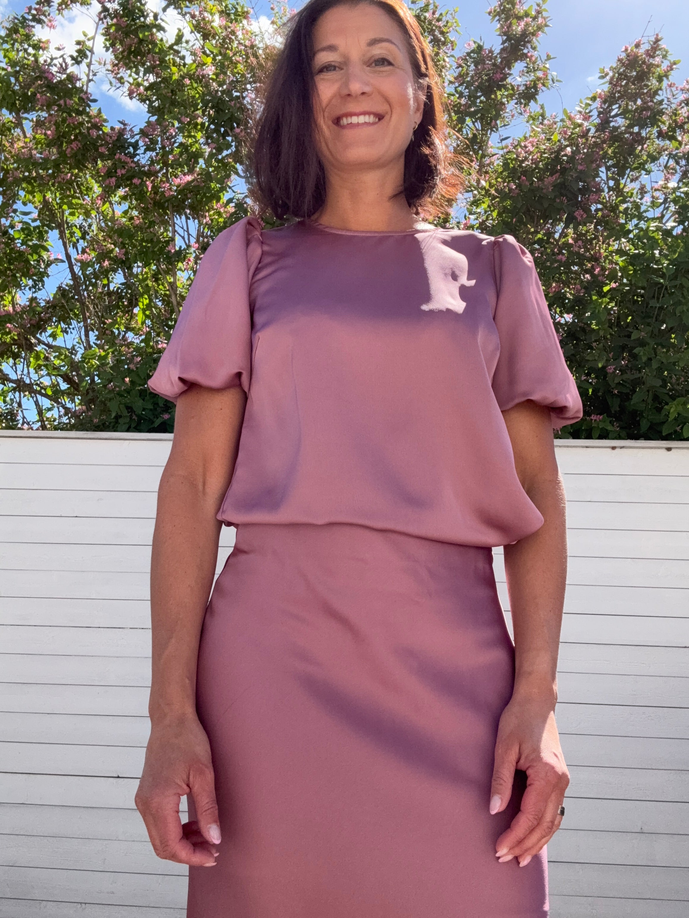 VIELLETTE 2/4 SATIN PUFF TOP NOSTALGIA ROSE