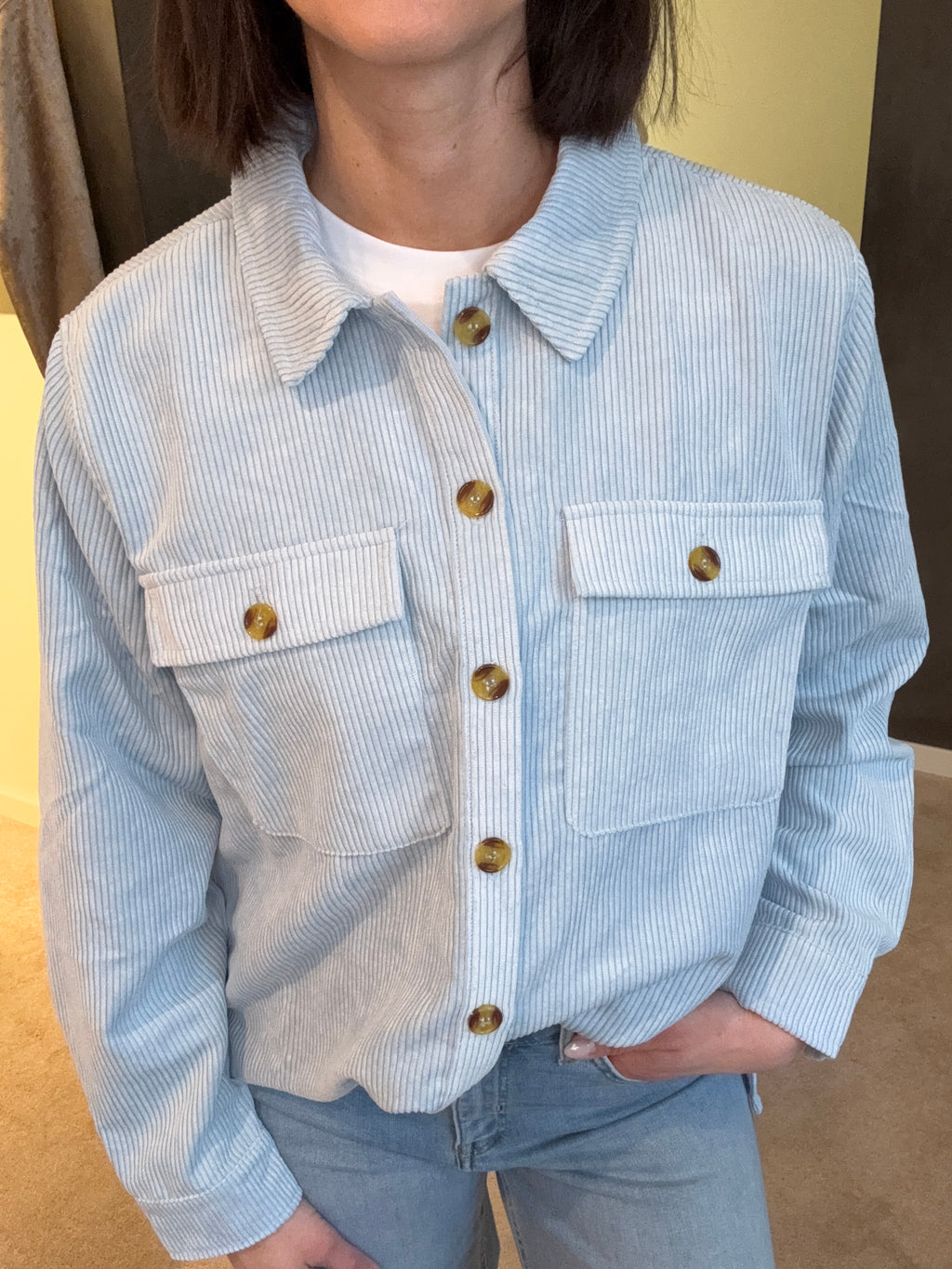 PCEFFI LS CORDUROY SHIRT CASHMERE BLUE