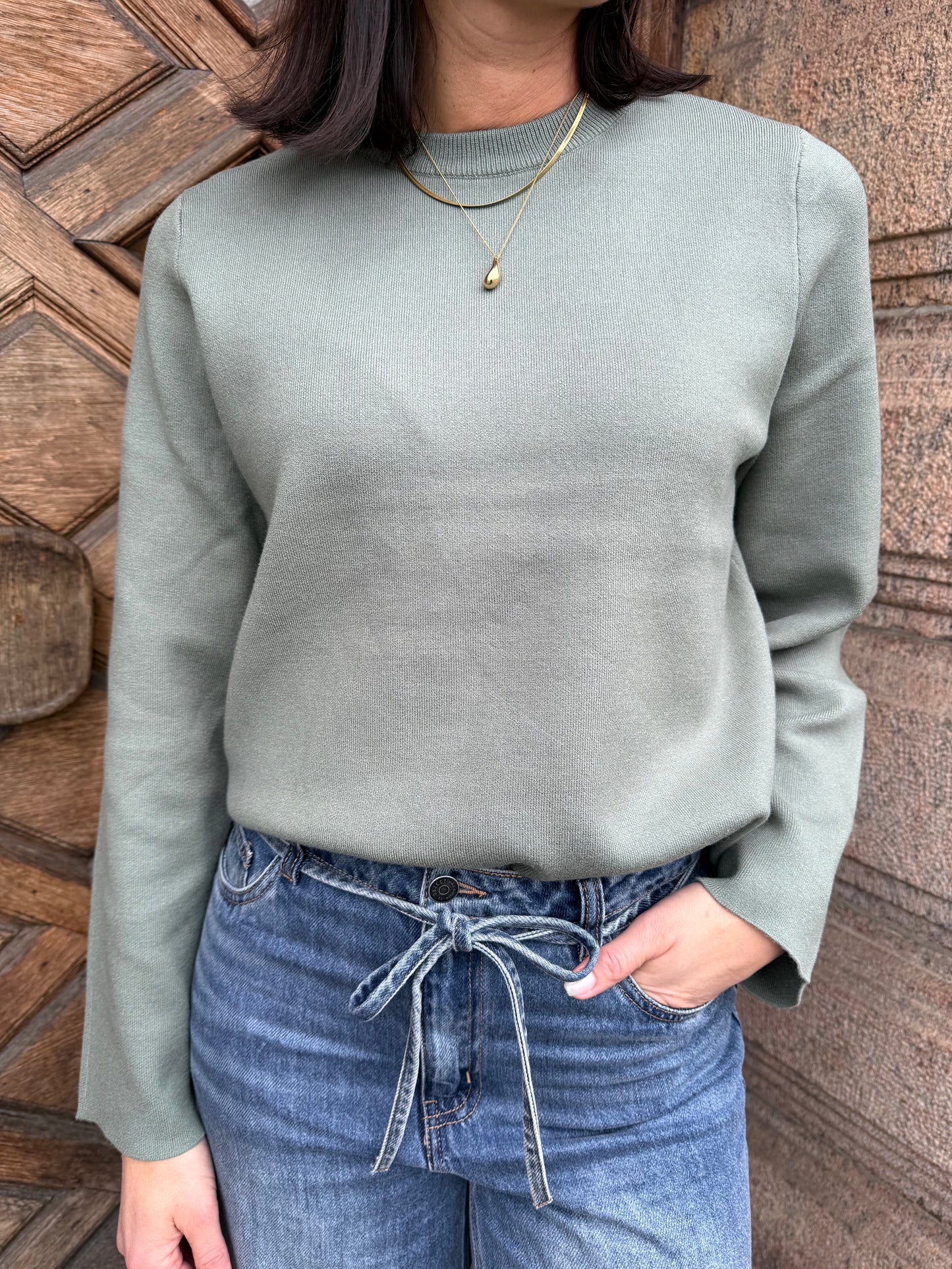 OBJREYNARD O-NECK PULLOVER GREEN