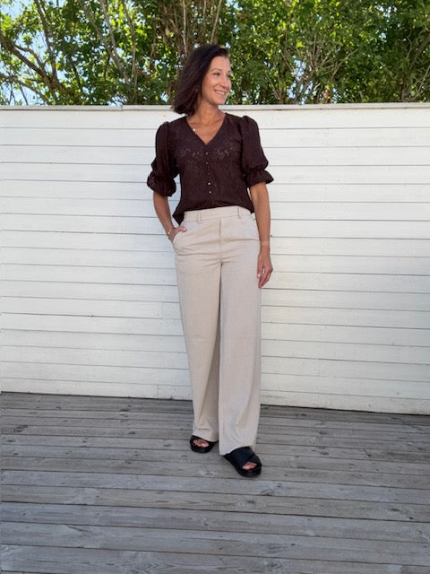 JDYJAKOBE 2/4 LACE TOP COFFEE BEAN