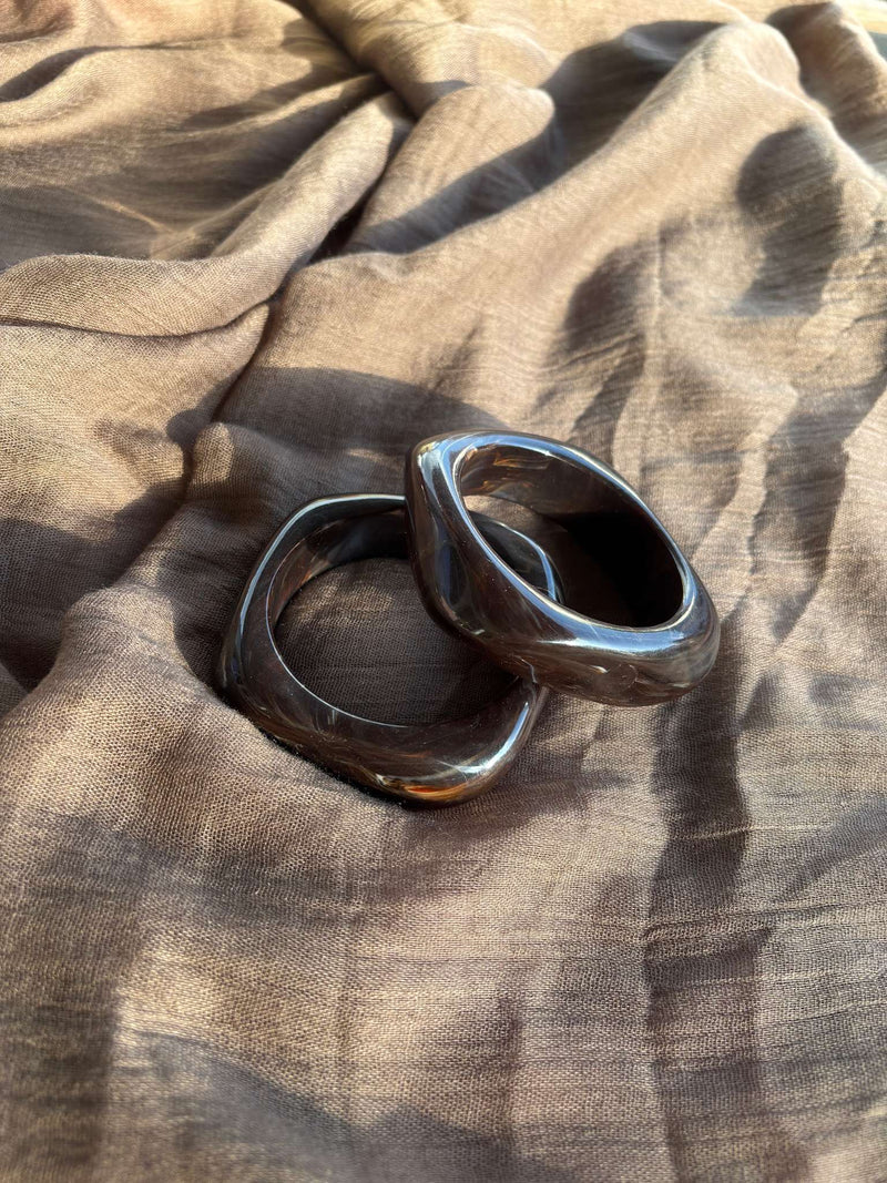 BIG SQUARE BRACELET DARK BROWN