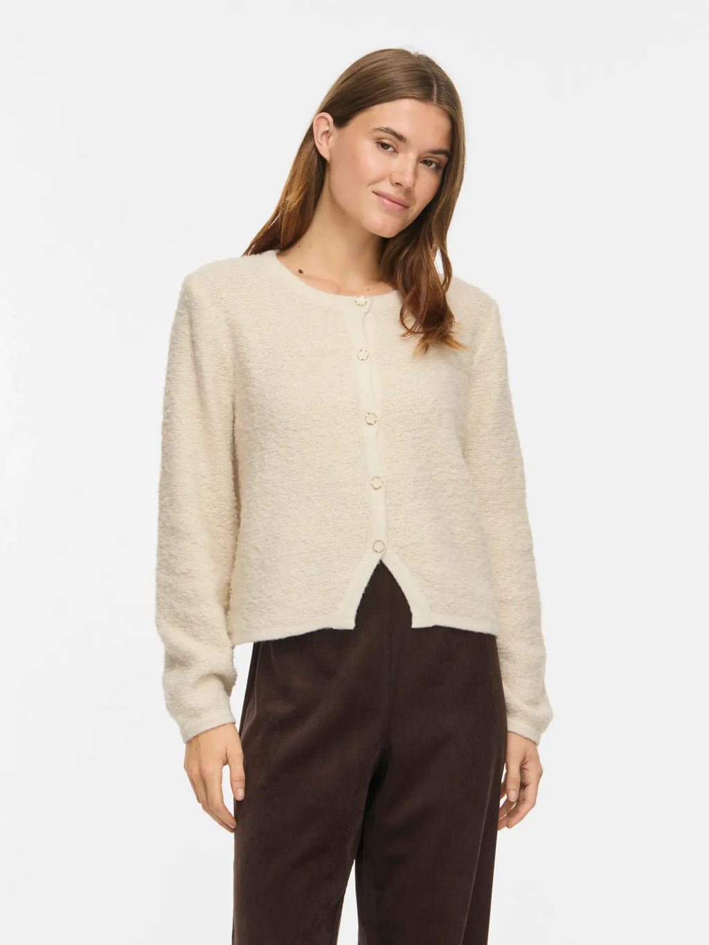 VIPIGGA O-NECK L/S KNIT JACKET BIRCH