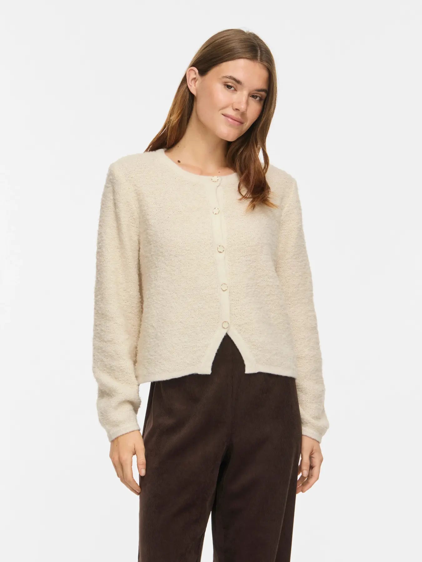 VIPIGGA O-NECK L/S KNIT JACKET BIRCH