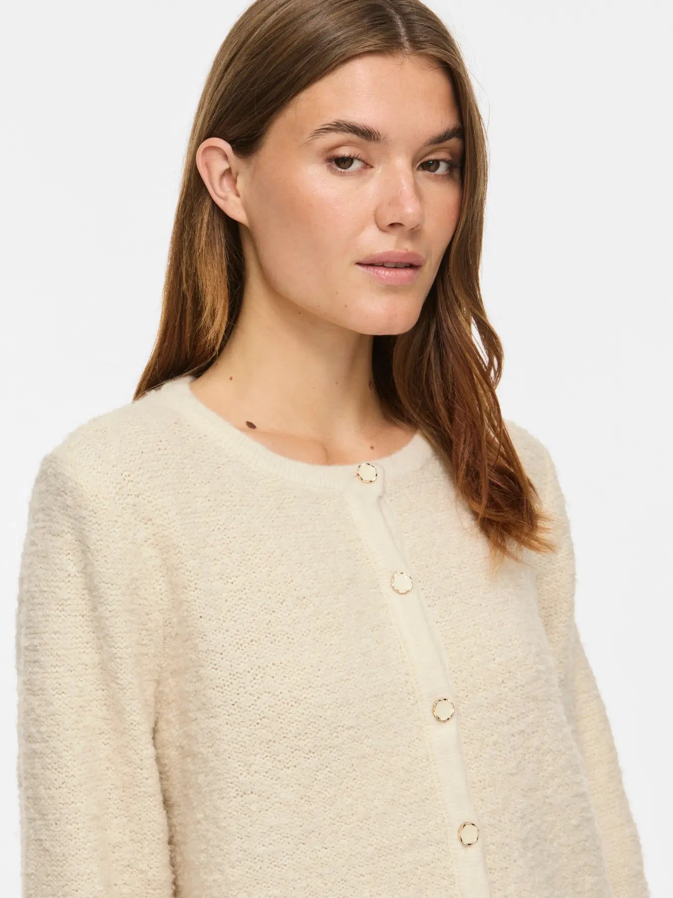 VIPIGGA O-NECK L/S KNIT JACKET BIRCH