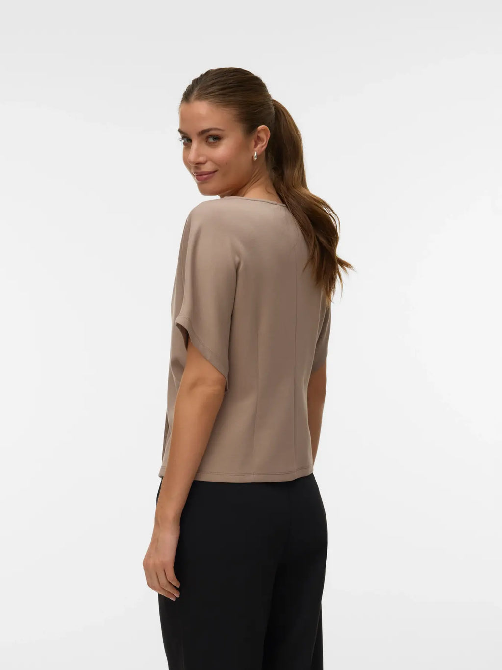 VMSMILLA SONJA SS V-NECK TOP MOON ROCK