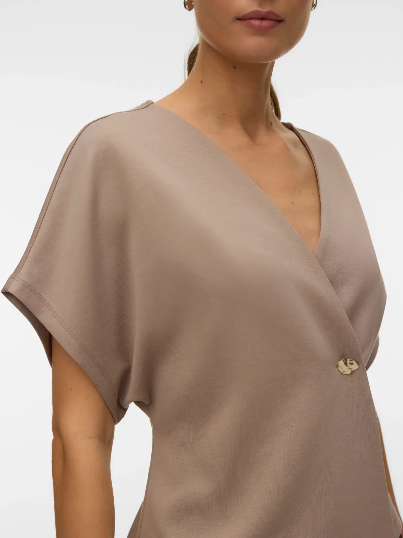 VMSMILLA SONJA SS V-NECK TOP MOON ROCK