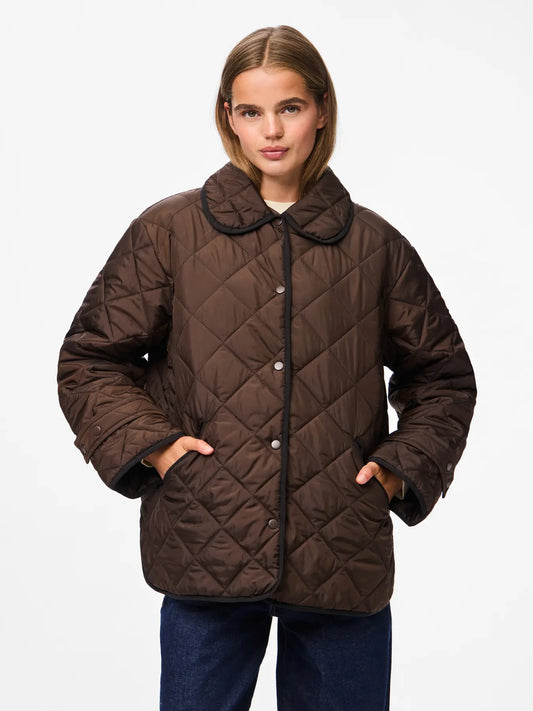 PCEMILY SHORT QUILTED JACKET HOT FUDGE