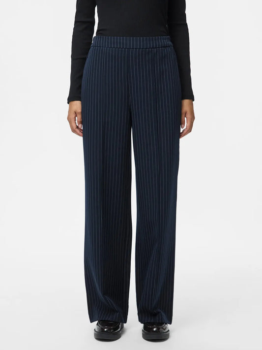 PCBOZZY HW WIDE STRIPED PANTS SKY CAPTAIN PINSTRIPE