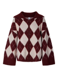PCALVA LS LOOSE CHECK KNIT CARDIGAN