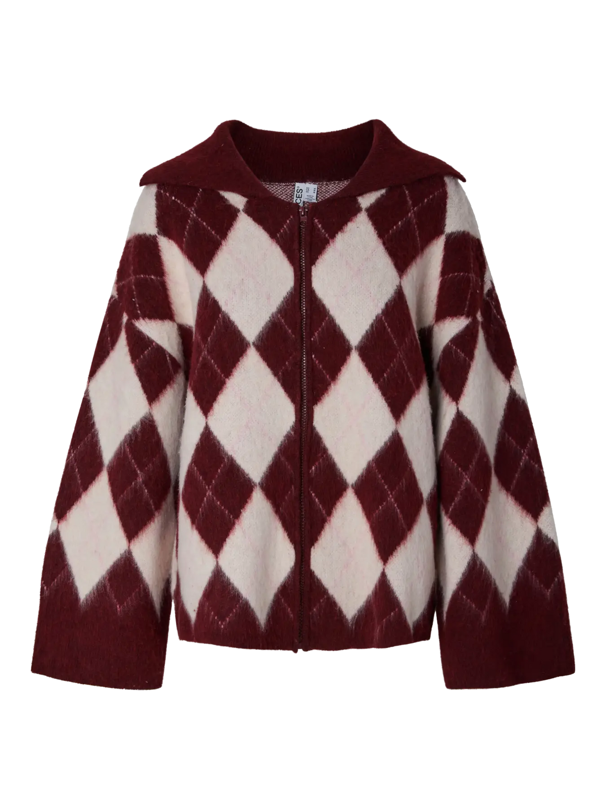 PCALVA LS LOOSE CHECK KNIT CARDIGAN